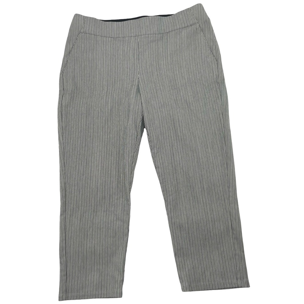 Simply Vera Vera Wang Women's Capri Pinstripe Black White Rayon Large
